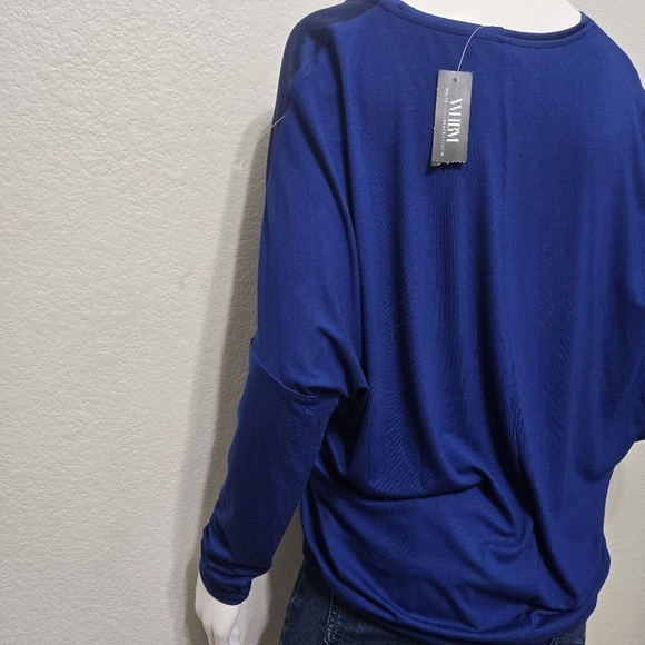 NWT WHBM Blue Woven Long Sleeve Tee Size S - Picture 7 of 10